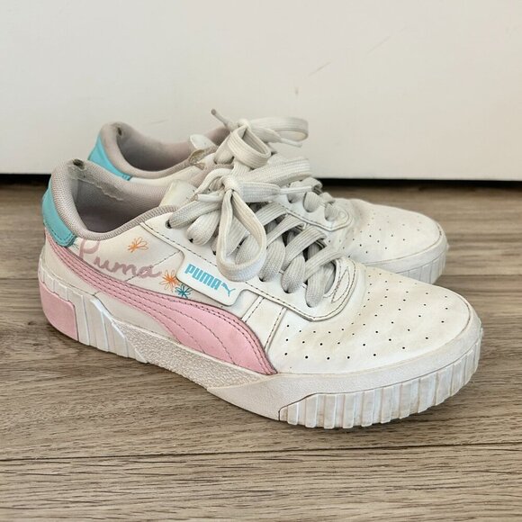 Puma Girl's Cali Spring Sketchbook Perforated Lace Up Chunky Platform Sneakers - Picture 2 of 10